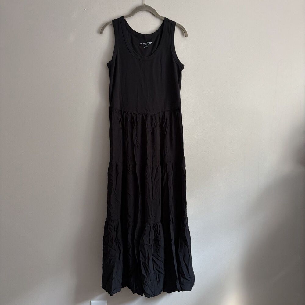 Soft Surroundings Womens Black Maxi Dress Size Small Minimalist Resort Casual